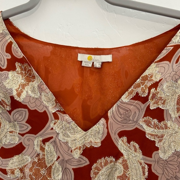 Boden Autumn Floral Blouse Long Sleeves Gold Lurex Size 14 - Picture 14 of 14